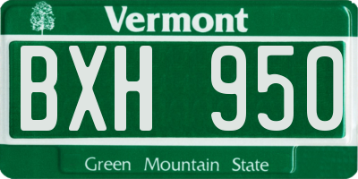 VT license plate BXH950