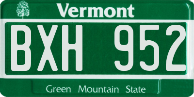 VT license plate BXH952