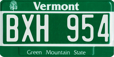 VT license plate BXH954