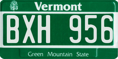 VT license plate BXH956