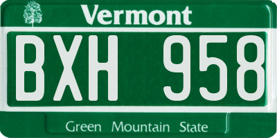 VT license plate BXH958