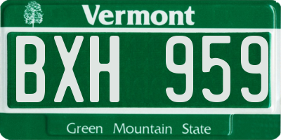 VT license plate BXH959