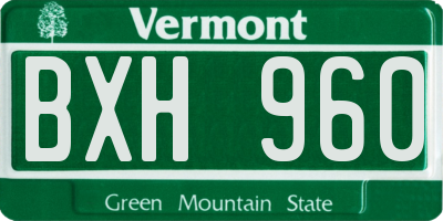 VT license plate BXH960