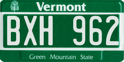 VT license plate BXH962