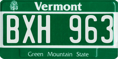 VT license plate BXH963