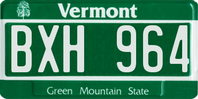 VT license plate BXH964