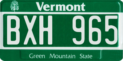 VT license plate BXH965