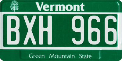 VT license plate BXH966