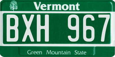 VT license plate BXH967