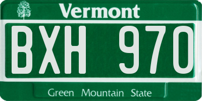 VT license plate BXH970