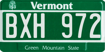 VT license plate BXH972