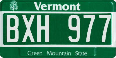 VT license plate BXH977
