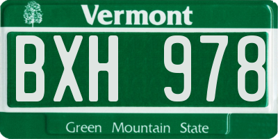 VT license plate BXH978