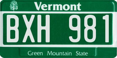VT license plate BXH981