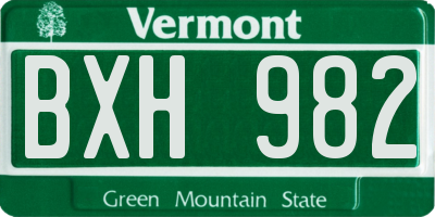 VT license plate BXH982