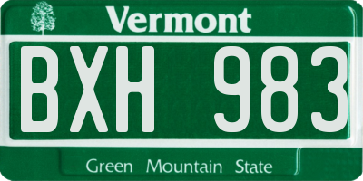 VT license plate BXH983