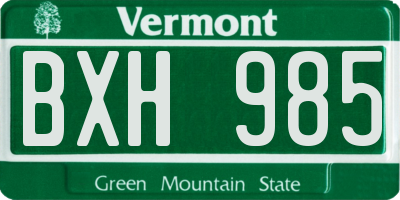 VT license plate BXH985