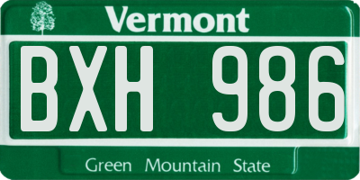 VT license plate BXH986