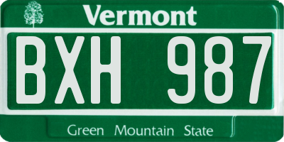 VT license plate BXH987