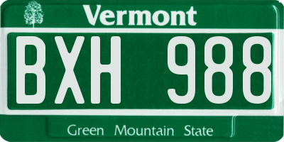 VT license plate BXH988