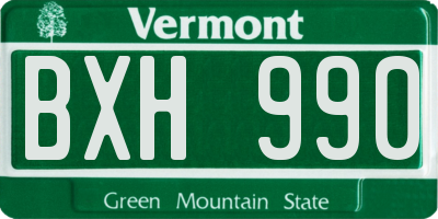 VT license plate BXH990