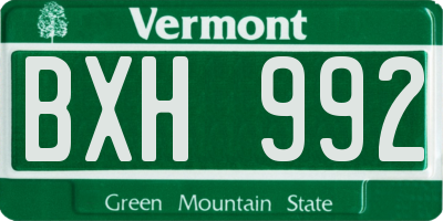 VT license plate BXH992