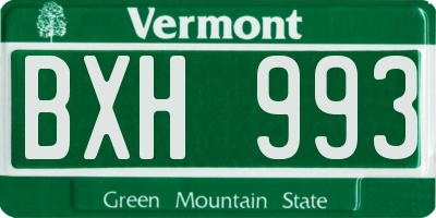 VT license plate BXH993