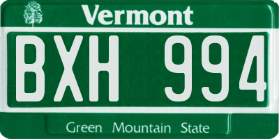 VT license plate BXH994