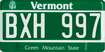 VT license plate BXH997