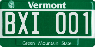 VT license plate BXI001