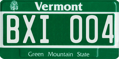 VT license plate BXI004