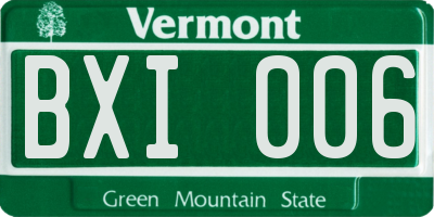 VT license plate BXI006