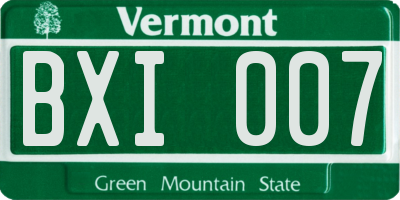VT license plate BXI007