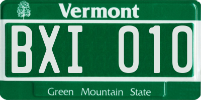 VT license plate BXI010
