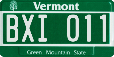 VT license plate BXI011