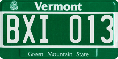 VT license plate BXI013