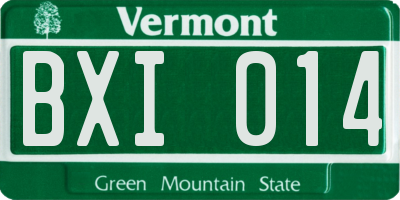 VT license plate BXI014