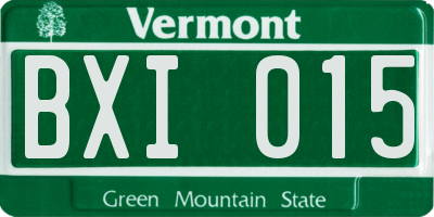 VT license plate BXI015