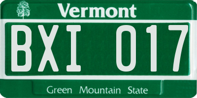 VT license plate BXI017