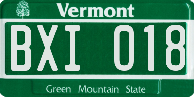 VT license plate BXI018