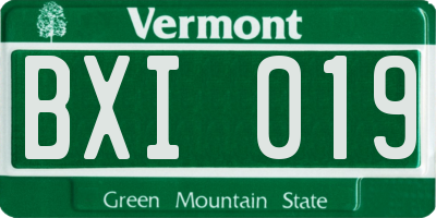 VT license plate BXI019