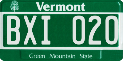 VT license plate BXI020