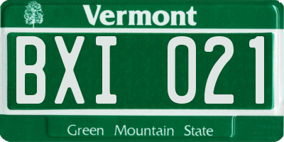 VT license plate BXI021
