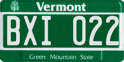 VT license plate BXI022