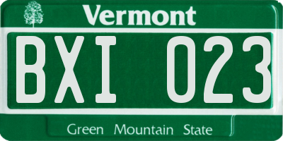 VT license plate BXI023