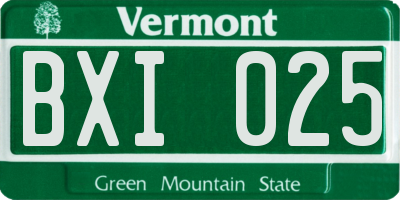 VT license plate BXI025