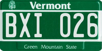 VT license plate BXI026
