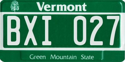 VT license plate BXI027