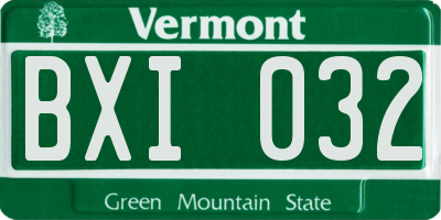 VT license plate BXI032