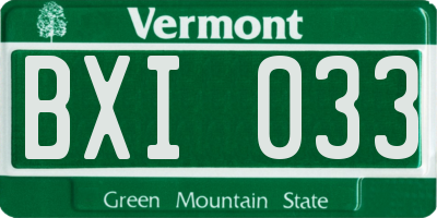 VT license plate BXI033